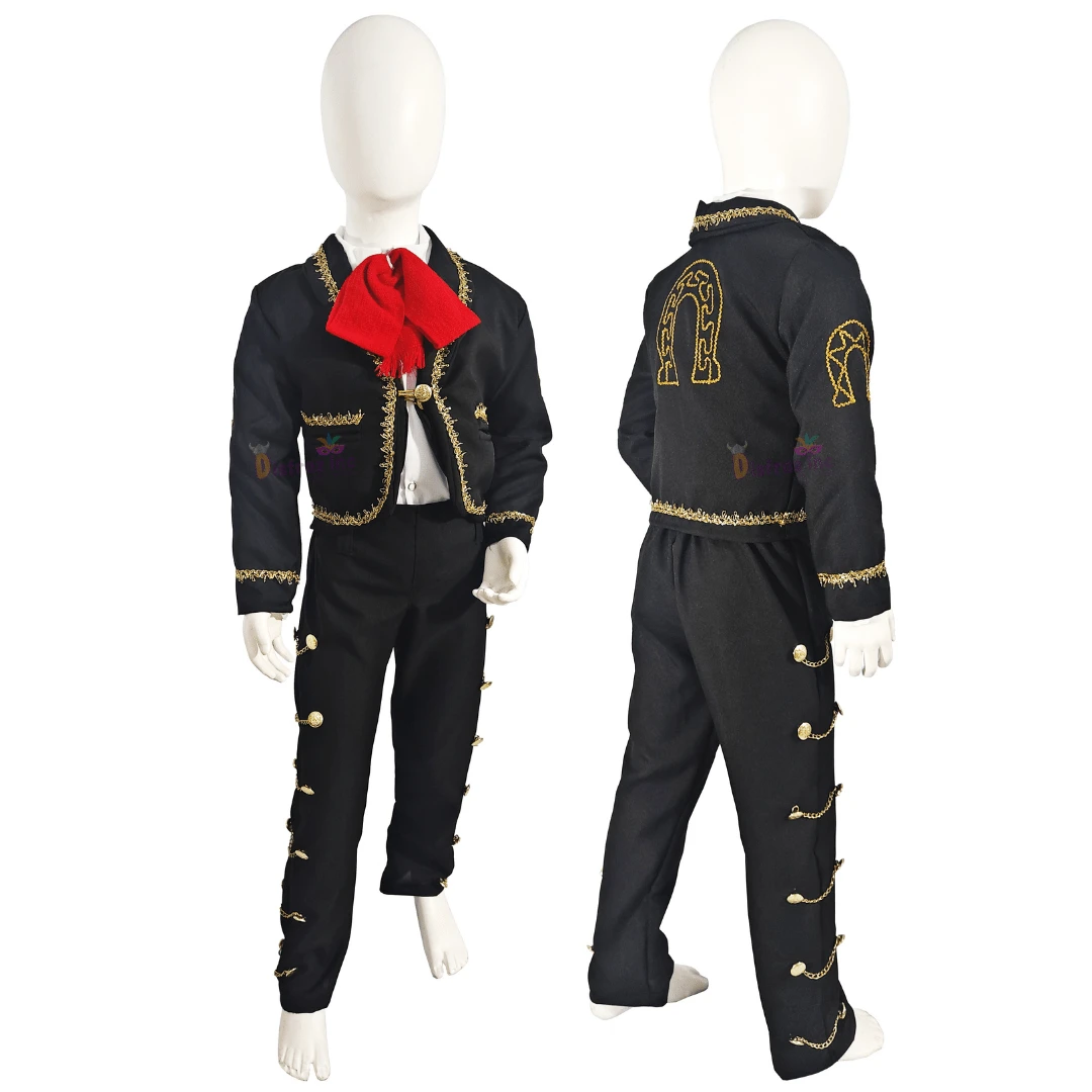 Disfraz Traje De Charro Mariachi Patrio Traje Mexicano Fiestas Patrias Septiembre - Negro - Ver 1