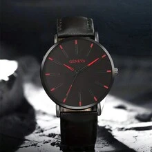 1pc Vintage Fashion Business Casual Men's Quartz Watch, Gift Set Includes Braided Retro PU Leather Bracelet, Christmas, New Year, Valentine's Day, Holiday Gifts - Black - View 3