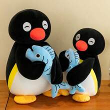 Muñeco de peluche de 11.81in/30cm de pequeño pez abrazando pingüino, muñeco de peluche relleno, almohada, regalo para niños, niñas, Día de San Valentín, peluches lindos, títere, almohada pequeña