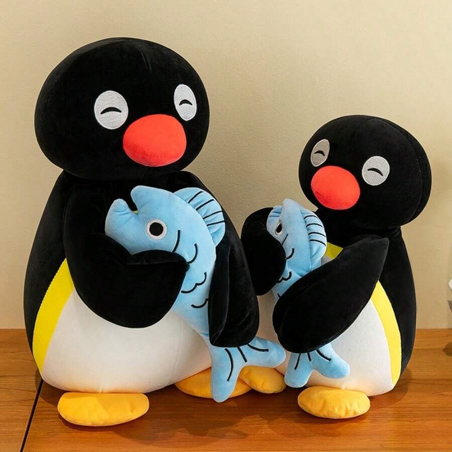 Muñeco de peluche de 11.81in/30cm de pequeño pez abrazando pingüino, muñeco de peluche relleno, almohada, regalo para niños, niñas, Día de San Valentín, peluches lindos, títere, almohada pequeña