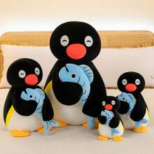 Muñeco de peluche de 11.81in/30cm de pequeño pez abrazando pingüino, muñeco de peluche relleno, almohada, regalo para niños, niñas, Día de San Valentín, peluches lindos, títere, almohada pequeña