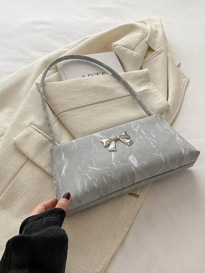 Bolso de hombro con decoración de lazo de moda para damas, bolso cuadrado, regalo perfecto para el Día de San Valentín, la mejor opción de regalo de San Valentín