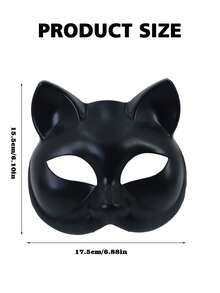 Retro Cat Face Mask, Halloween Cat Mask For Party Cosplay Half Face Realistic Masquerade Animal Mask - A - View 2