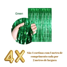 Harrods Store Kit 4 Metallic Curtain Fringe Ribbon Party Decoration Wedding, Engagement, Bachelor Party, Birthday, Wedding Anniversary, Farewell - 綠色 - 查看 1