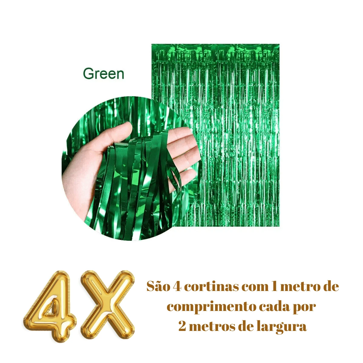 Harrods Store Kit 4 Metallic Curtain Fringe Ribbon Party Decoration Wedding, Engagement, Bachelor Party, Birthday, Wedding Anniversary, Farewell - 綠色 - 查看 1