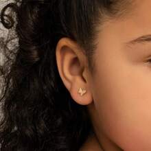 WOMEN'S 18K GOLD EARRINGS SMALL CHILDREN'S BUTTERFLY ROMMANEL GRANITE 526989 - Vàng - Xem 2