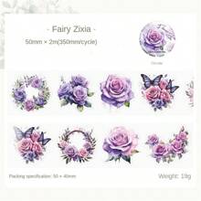 2m/Roll PET Tape Plant And Flower Scrapbook Sticker Set Retro Rose, Sunflower, Hydrangea Butterfly Transparent Waterproof Sticker Set Suitable For Scrapbook Supplies Aesthetic Diary Craftsmanship, Can Also Be Used For DIY Birthday Gifts, Diary Notebook Decoration, Party Gift Decoration, Etc - Multicolor - View 14
