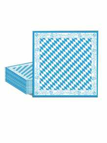20 piezas de servilletas de papel a cuadros, servilletas desechables, servilletas a cuadros azules para fiesta de Oktoberfest, fiesta de cumpleaños, Navidad - Azul y blanco - Ver 1