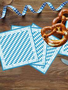 20 piezas de servilletas de papel a cuadros, servilletas desechables, servilletas a cuadros azules para fiesta de Oktoberfest, fiesta de cumpleaños, Navidad - Azul y blanco - Ver 4