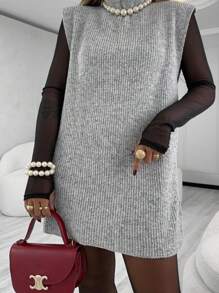 Max Women's Vest Winter VestLeg Tricot Luxury Trico Pullover - 灰色 - 查看 1