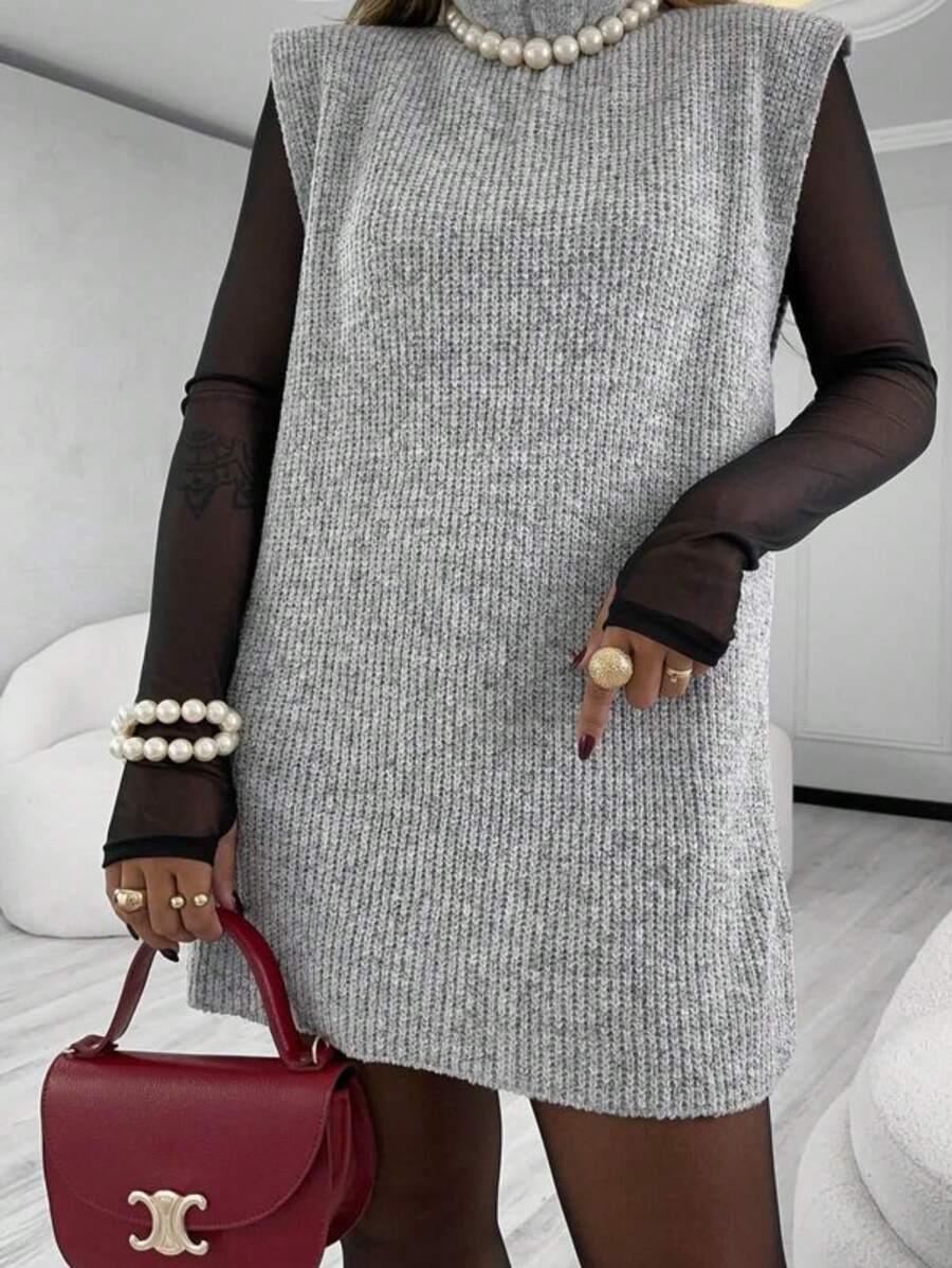 Max Women's Vest Winter VestLeg Tricot Luxury Trico Pullover - 灰色 - 查看 1