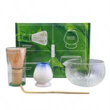 4PCS/Set Japanese Style Glass Matcha Set, Including Glass Tea Bowl, Tea Stand, Spoon, And Tea Whisk, Excellent Gift For Ceremonies And Traditional Japanese Decoration Back To School - B - مشاهدة 20