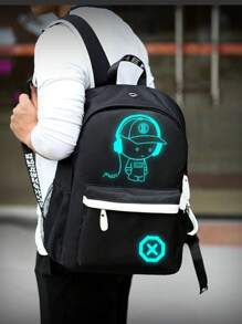2pcs Minimalist Casual Business Backpack Set Shoulder Bag And Chest Bag, Includes Oversized Fluorescent Backpack - Oxford Fabric With Cartoon Expression Print School Bag Set Multi-Functional Water Bottle University Bag Large Capacity Outdoor Gifts For Men Black Bag Travel Essentials Holiday Essentials Bag For Men Bags Summer Summer Bag Springbreak Vacation Bag Pack Men Essentials Anime Backpack For Travel Bag Laptop School Bag For College Bag For School Bag School Bag For School College