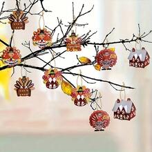 12pcs Style 5 Metallic Hanging Decorations For Harvest Festival Gathering Party Decor - Multicolor - View 3