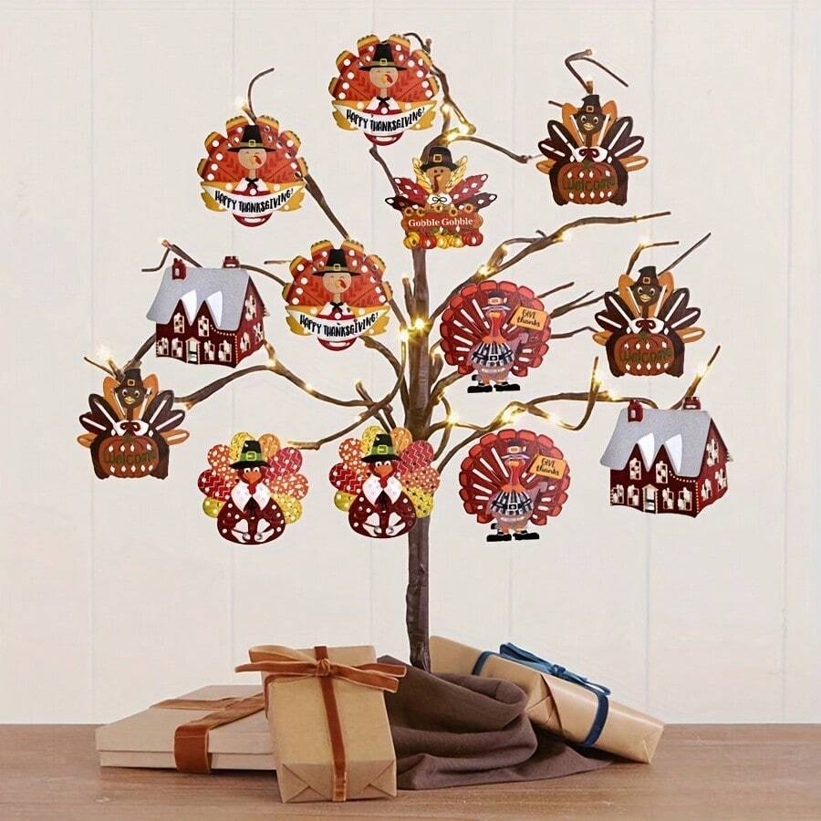 12pcs Style 5 Metallic Hanging Decorations For Harvest Festival Gathering Party Decor - Multicolor - View 1