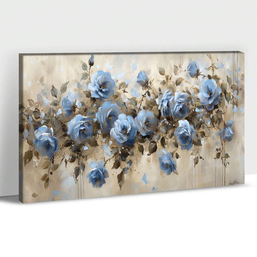 Blue World Map Wall-Art For Office - Funny Colorful Large World Maps For Wall Painting - Map Canvas Wall Art Modern Nautical Map Stretched And Framed Wrapped Canvas Artwork For Living Room, Pine Frame 1.5 Inch Thick - Verschiedenfarbig - Übersicht 1