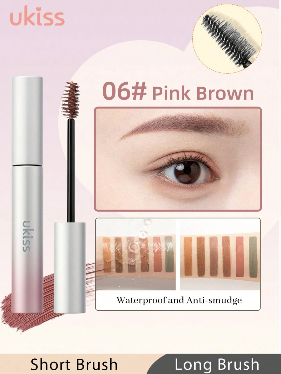ukiss Gel Browcara, Eyebrow Mascara,  Quickly Fixing Natural Eyebrow Makeup With Care Effect,Tinted, Volumizing, Light And Smooth, Long-Lasting , Quick Drying, Waterproof And Sweatproof, Eyes Makeup - 06# Hồng Nâu - Xem 1