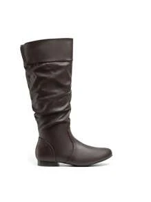 Women's Wide Calf Knee High Boots Fur Lined Side Zipper Warm Fall Winter Boots - 咖啡棕 - 查看 6