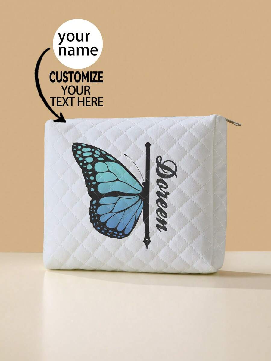 New Cosmetic Bag, Custom Photo Cosmetic Bag(Photo, Landscape, Illustration, Name), Can Be Customized To Your Unique Design, Lightweight Zipper Cosmetic Bag Is Also Perfect For Coin Purse, Pencil Case, Perfect For Shopping, Date, Vacation, Travel, Festival, Party Or As A Gift, Makeup Bag