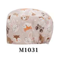 1 pieza Gorro médico con estampado de animales y plantas de dibujos animados, gorro de enfermera dental, gorro quirúrgico de clínica, unisex, para todas las estaciones