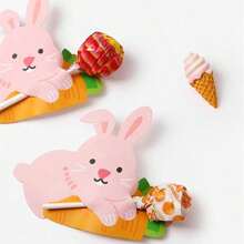 50pcs Rabbit Shaped Lollipop Decorative Paper Cards - Baby Pink - View 1