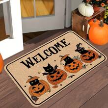 pocket monsters 1pc Halloween Pumpkin Head & Black Cat Pattern Anti-Slip Doormat, Corridor Kitchen Bathroom Balcony Mat, Bathroom Mat Outdoor Carpet, Indoor/Outdoor Decorative Rug