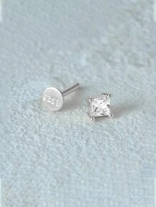 1 CÁI S925 Sterling Silver Cat Dog Paw In Đáy phẳng Đâm thủng Hình học Đơn giản Khuyên tai đơn cho phụ nữ và nam giới, Khuyên tai và khuyên xương tai - đơn - Xem 4