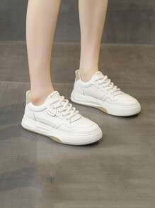 New Autumn Thick-Soled Comfortable Non-Abrasive Waterproof Color-Block Korean Style Casual White Sneakers