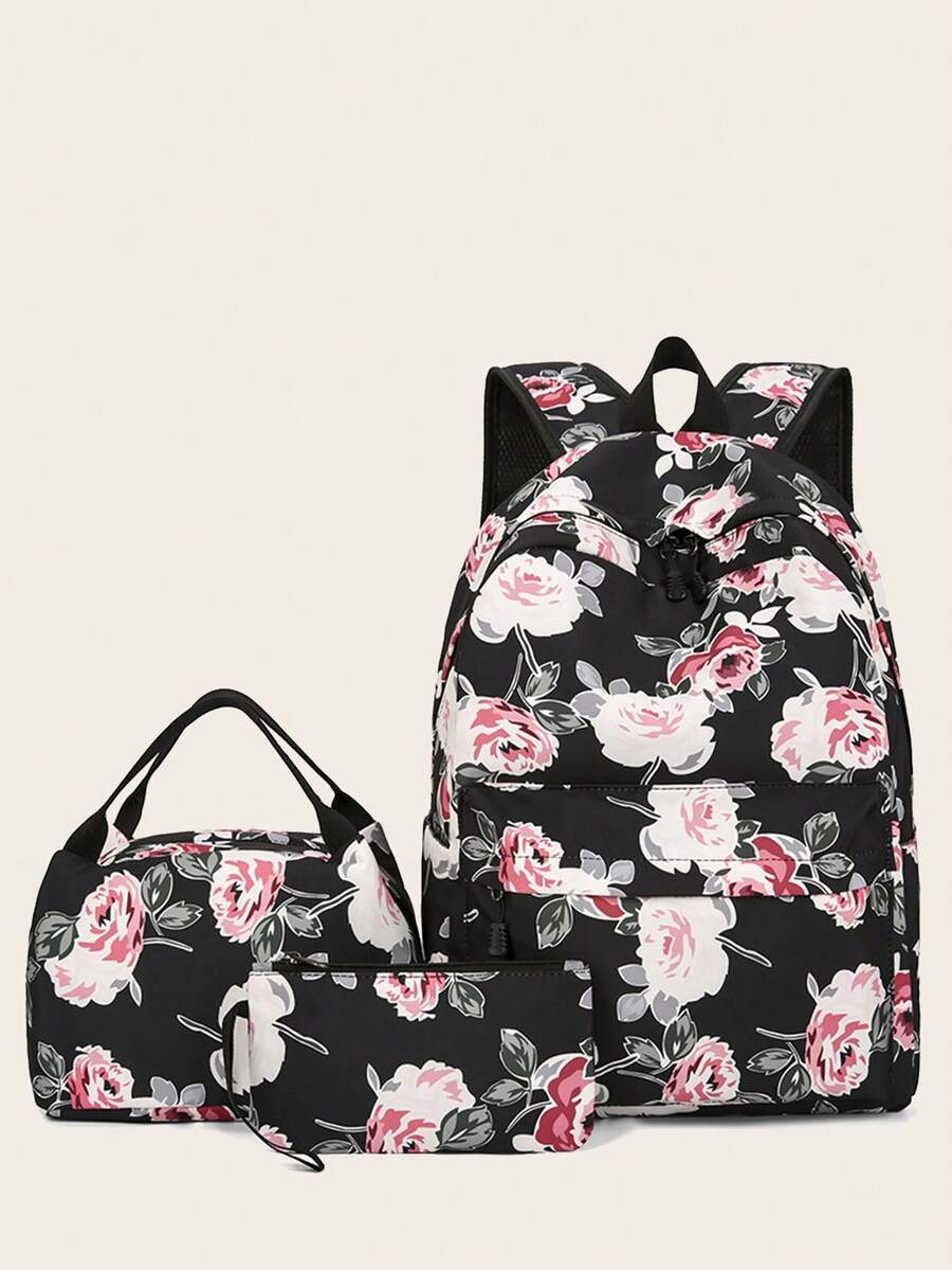 3pcs/Set Fashionable New Multi-Purpose Floral Large Capacity Backpack - Multicolor - View 1