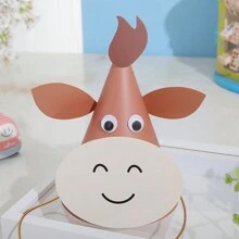 5pcs/Set Cartoon Animal Cow, Pig, Sheep, Chicken, Bull Party Birthday Hat Decoration & Photo Props,Christmas