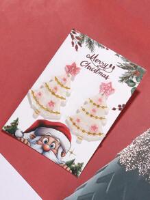 1 Pair Of European And American Christmas Jewelry Sweet Cartoon Design Bell Star Sequin Christmas Tree Acrylic Earrings Female Earrings