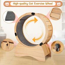 Cat Exercise Wheel – Running, Spinning, And Scratching Fun, Cat Treadmill With Carpeted Runway, Kitty Cat Sport Toy, Great For Physical Activity And Reducing Boredom - 卡其色 - 查看 4