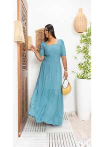 Plus Size Evangelical Long Dress - 藍色 - 查看 3