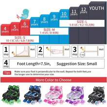 Roller Skates For Boys Girls, 4 Sizes Adjustable Quad Skates For Kids With All Light Up Wheels, Full Protection For Toddler's Indoor And Outdoor Sports - Blue - View 5