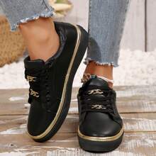 Comfortable Women's Low Top  Single Shoe - Stylish Round Toe Flat Bottom Anti-Slip  For Everyday Wear - màu đen - Xem 5