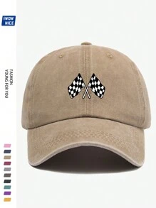 Classic Racing Checkered Flag Printed Baseball Cap - Black And White Checkered Flag Baseball Hat For Men And Women, Off-Road Car/Motorcycle Sports Cap, Ideal Gift For Friends And Family, Suitable For Casual, Entertainment, Holiday, Car/Motorcycle Racing Events Halloween