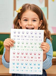 1pc Customized Children's Name Sticker, Customized Text Label, Customized Children's Sticker, Personalized Student Name Sticker, Personalized Text Sticker, Personalized Sticker, Different Size Stickers, Laptop Sticker, Notebook Sticker, Cartoon Sticker - Butterfly - View 2