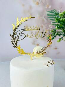 Personalized Wedding Cake Topper With Date Custom Mr & Mrs Rustic Engagement Anniversary Groom And Bride Party Cake Decoration Waterproof, Ornamental Exquisite, Stylish, Fashionable, Vintage Custom, Personalized, Unique Ideal Gifts For Him Her, Boyfriend, Girlfriend, Dad, Mom, Family, Friends, Pets For Anniversaries, For Valentine's Day, For Graduation, For Weddings, For Housewarming Dining Room, Living Room, Bedroom, Tea Room, Home, Christmas, Gala Night - Multicolor - View 12