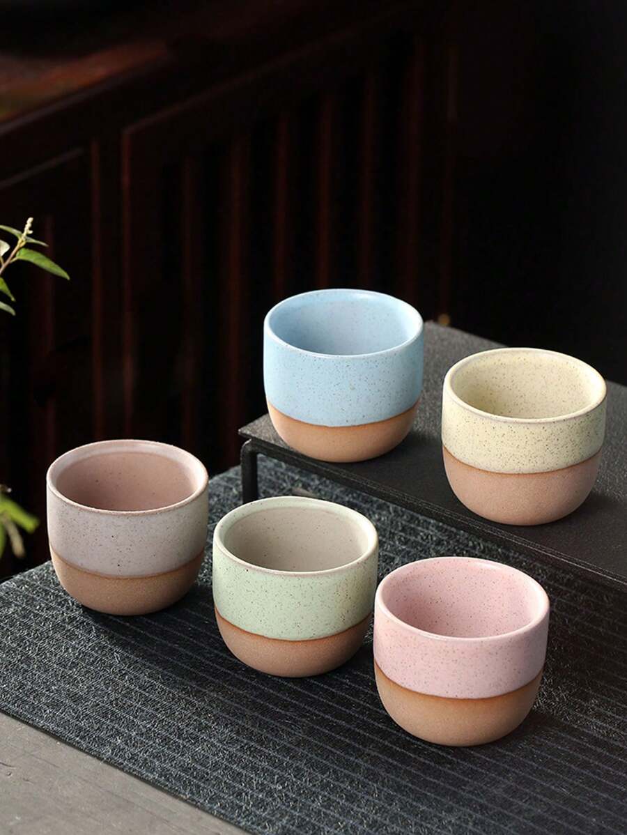 1 chiếc cốc pha cà phê espresso bằng gốm sứ mộc mạc theo phong cách Ý tối giản, cốc đựng đồ uống/trà cho gia đình và văn phòng, dung tích 170ml - Cốc cầm tay hai màu - Xem 1