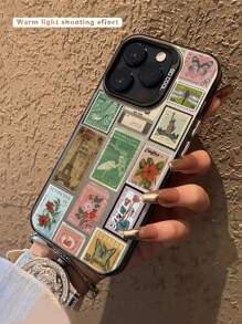 1 Stück modischer Stempel Patchwork Muster stoßfeste Handyhülle, kompatibel mit iPhone 11 12 13 14 11Pro Max 12Pro Max 13Pro Max 14Pro Max XR 15 15Pro 15Pro Max, Galaxy A05 A15 A25 A35 A55 S23 S24, wasserdicht, stoßfest, kratzfest