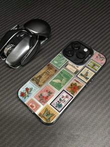 1 Stück modischer Stempel Patchwork Muster stoßfeste Handyhülle, kompatibel mit iPhone 11 12 13 14 11Pro Max 12Pro Max 13Pro Max 14Pro Max XR 15 15Pro 15Pro Max, Galaxy A05 A15 A25 A35 A55 S23 S24, wasserdicht, stoßfest, kratzfest