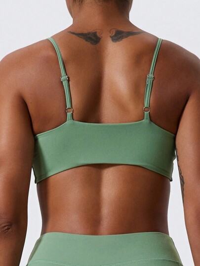 1pc Super Zachte Nude Fabric Breathable Sweat Absorbent Yoga Sports Underwear Twisted Chest Back Sling Outdoor Workout Leisure BH Running Fitness Pilates Women view 6