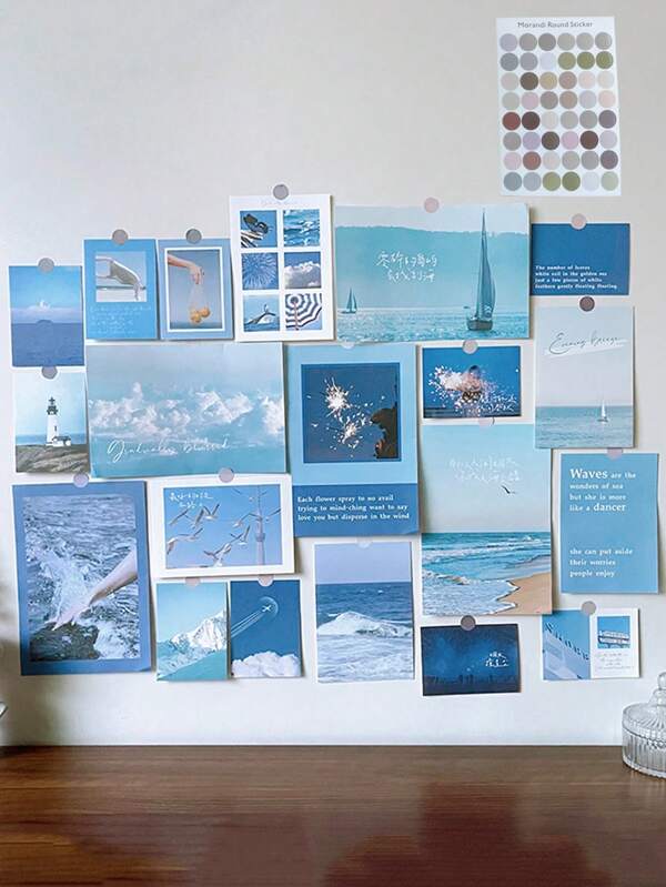 20pcs Scenery Pattern Bedroom Wall Decoration Card,Posters,Stickers,Wall Art,Spring Decoration Items Refresh Your Home,Rama Decoration Stickers