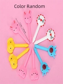 30 件/套卡通水果叉，可爱动物设计塑料水果叉套装儿童午餐盒圣诞礼物 - 彩色 - 查看 3