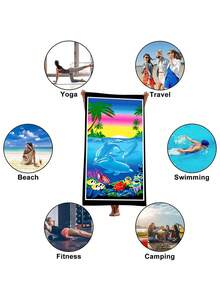 Khăn đi biển dành cho động vật biển phổ biến, Khăn đi biển mỏng bằng sợi nhỏ, Khăn nhẹ, cỡ lớn, không có cát, Nhanh khô, Thích hợp cho du lịch, Hồ bơi, Yoga, Phòng tập thể dục, Thể thao, Phụ kiện bãi biển, Đồ dùng cần thiết cho kỳ nghỉ - Màu xanh lam - Xem 8