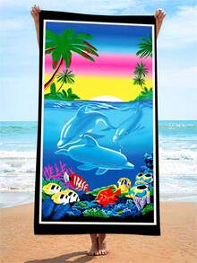 Khăn đi biển dành cho động vật biển phổ biến, Khăn đi biển mỏng bằng sợi nhỏ, Khăn nhẹ, cỡ lớn, không có cát, Nhanh khô, Thích hợp cho du lịch, Hồ bơi, Yoga, Phòng tập thể dục, Thể thao, Phụ kiện bãi biển, Đồ dùng cần thiết cho kỳ nghỉ - Màu xanh lam - Xem 3