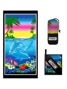 Khăn đi biển dành cho động vật biển phổ biến, Khăn đi biển mỏng bằng sợi nhỏ, Khăn nhẹ, cỡ lớn, không có cát, Nhanh khô, Thích hợp cho du lịch, Hồ bơi, Yoga, Phòng tập thể dục, Thể thao, Phụ kiện bãi biển, Đồ dùng cần thiết cho kỳ nghỉ - Màu xanh lam - Xem 4