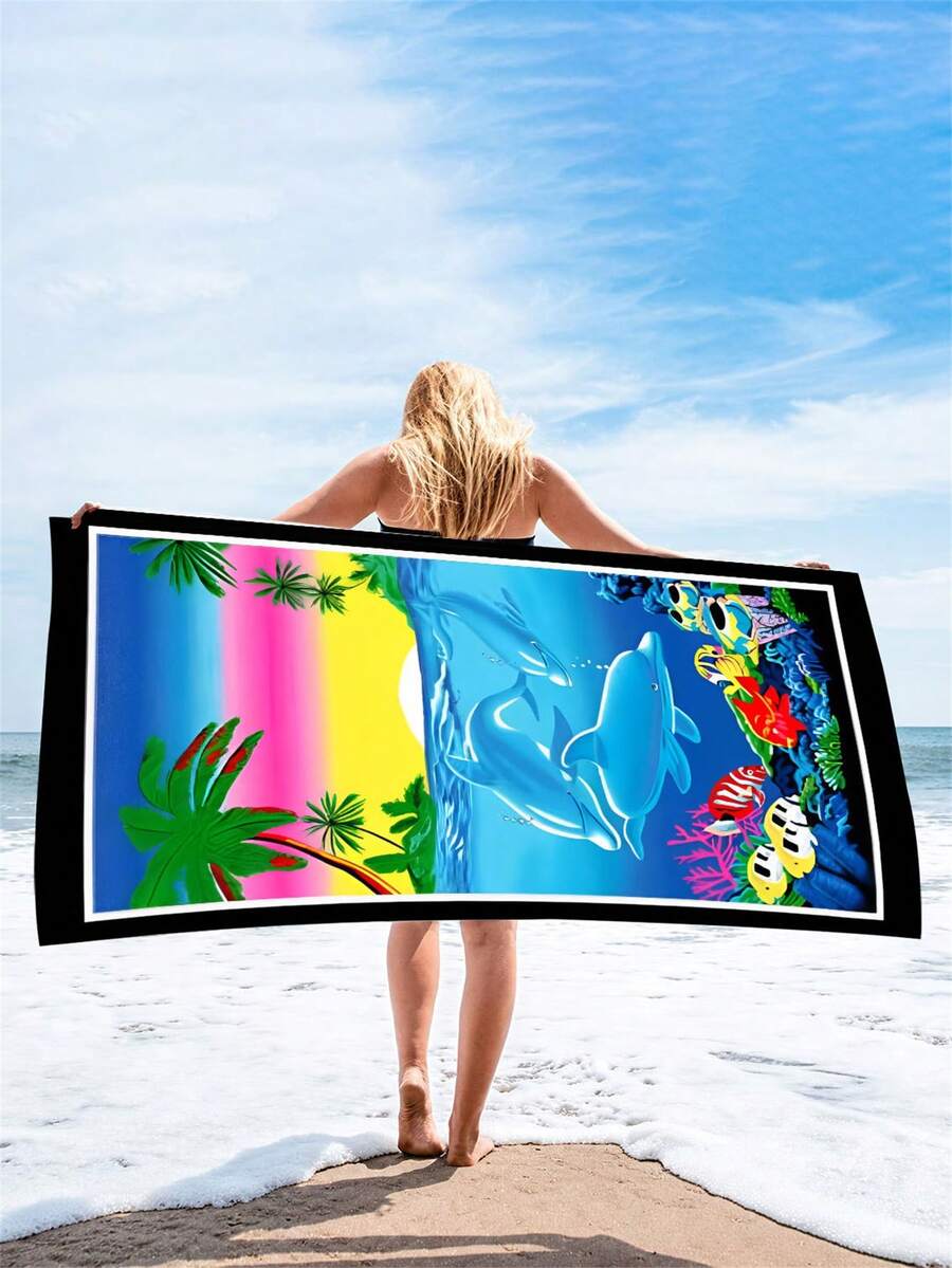 Khăn đi biển dành cho động vật biển phổ biến, Khăn đi biển mỏng bằng sợi nhỏ, Khăn nhẹ, cỡ lớn, không có cát, Nhanh khô, Thích hợp cho du lịch, Hồ bơi, Yoga, Phòng tập thể dục, Thể thao, Phụ kiện bãi biển, Đồ dùng cần thiết cho kỳ nghỉ - Màu xanh lam - Xem 1