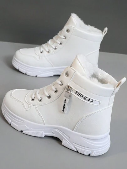 35-45 Plus Size Women's Warm Thermal Lined High Top Boots - Fashionable, Casual, Elevated, Outdoor Sports Style