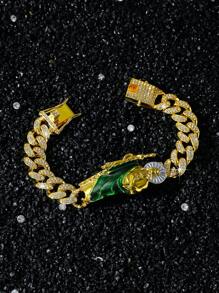 1pc Bling-Bling Chain Necklace With Saint Mary & Saint Jude  Charms For Men, Hip-Hop Stylish Chain Bracelet For Boyfriend Gift - Yellow Gold - View 7